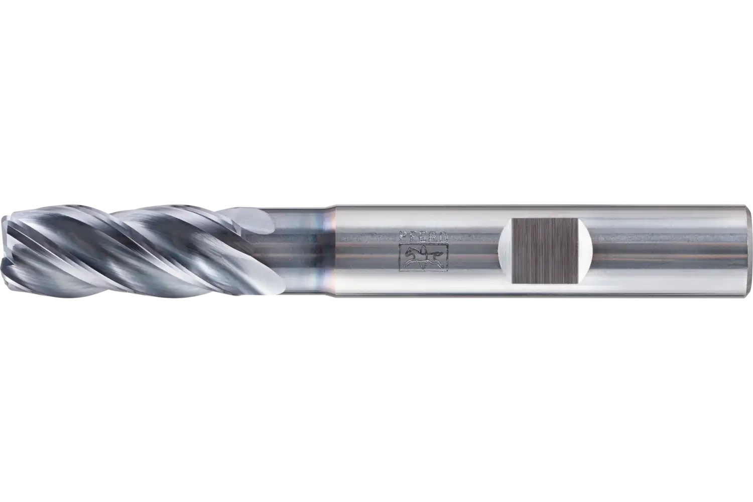 Picture of Pferd .015" Radiused End Mill, 4 flutes, 5/16" Dia, 5/8" APMX,2-1/2" OAL, Weldon shank
